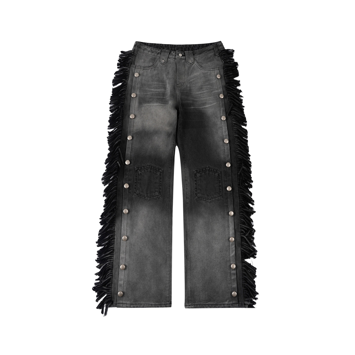 S45 Washed Gradient Fringe Metal Studs Jeans | Face 3 Face