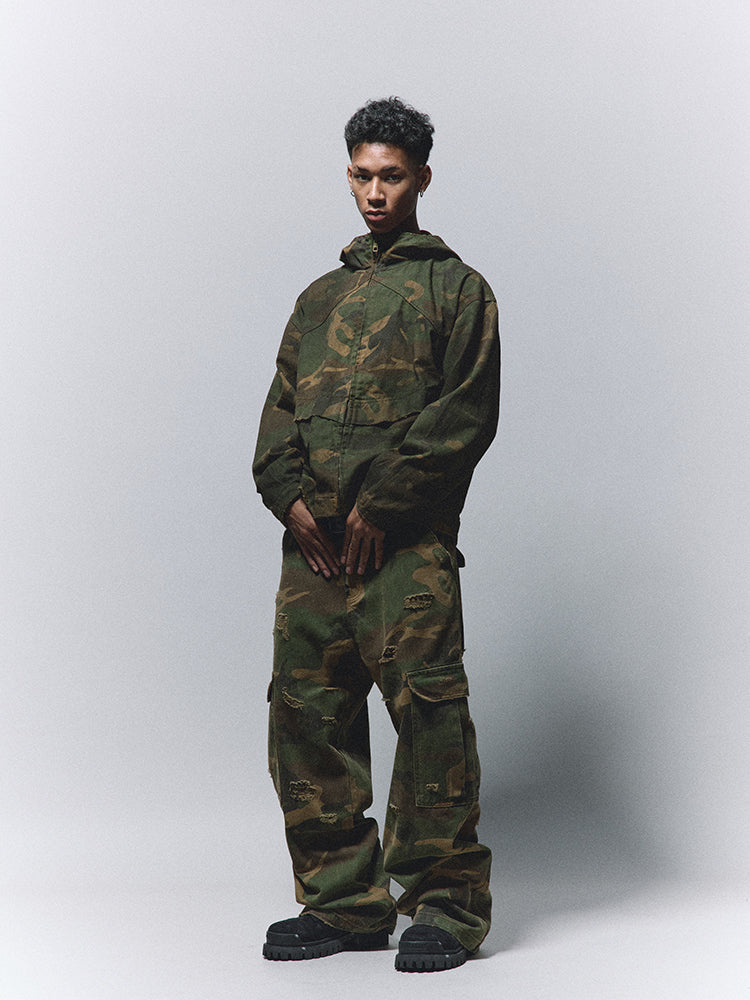 ANTIDOTE Camouflage Damage Hooded Work Jacket | Face 3 Face