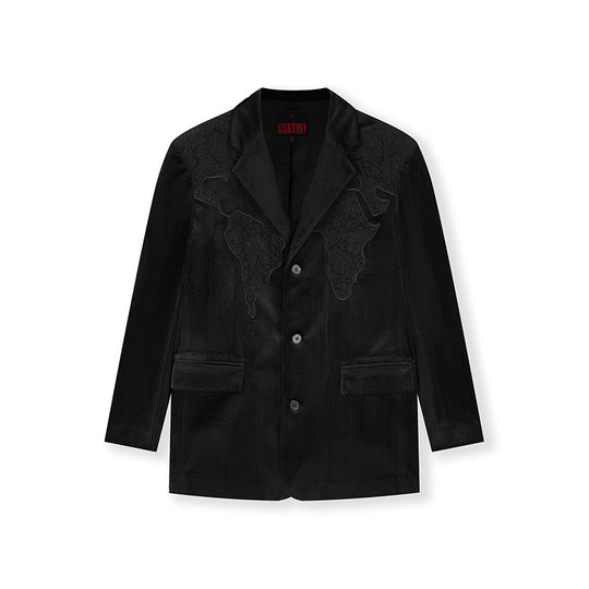 DICETINY Lace Map Logo Velvet Suit Jacket | Face 3 Face