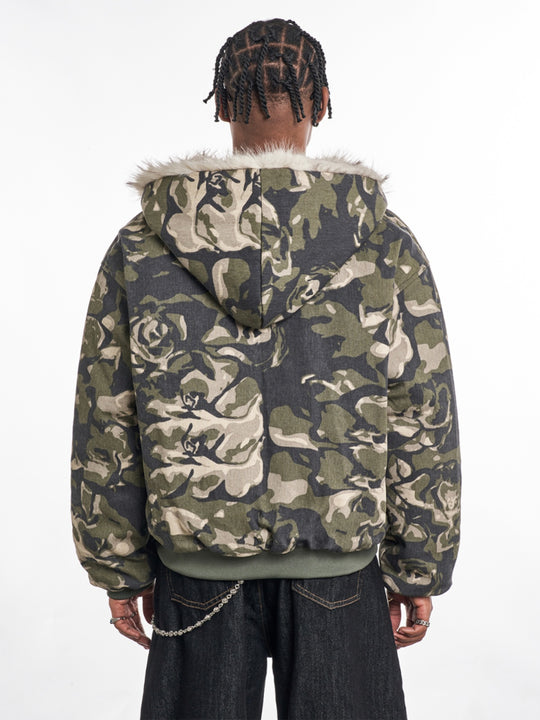 F3F Select Fur Lining Camouflage Hoodie Work Jacket | Face 3 Face
