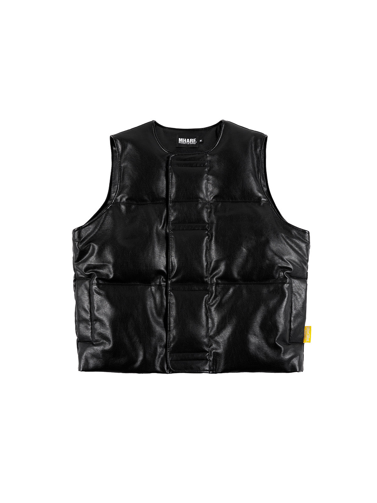 MHARF Black Faux Leather Down Vest | Face 3 Face