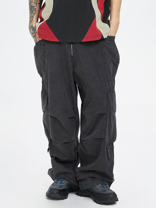 F2CE Large Pockets Workwear Pleated Wide Leg Pants