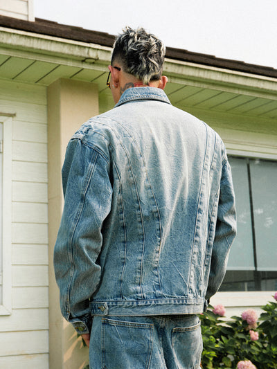 S45 Washed Pleats Drop Shoulder Denim Jacket | Face 3 Face