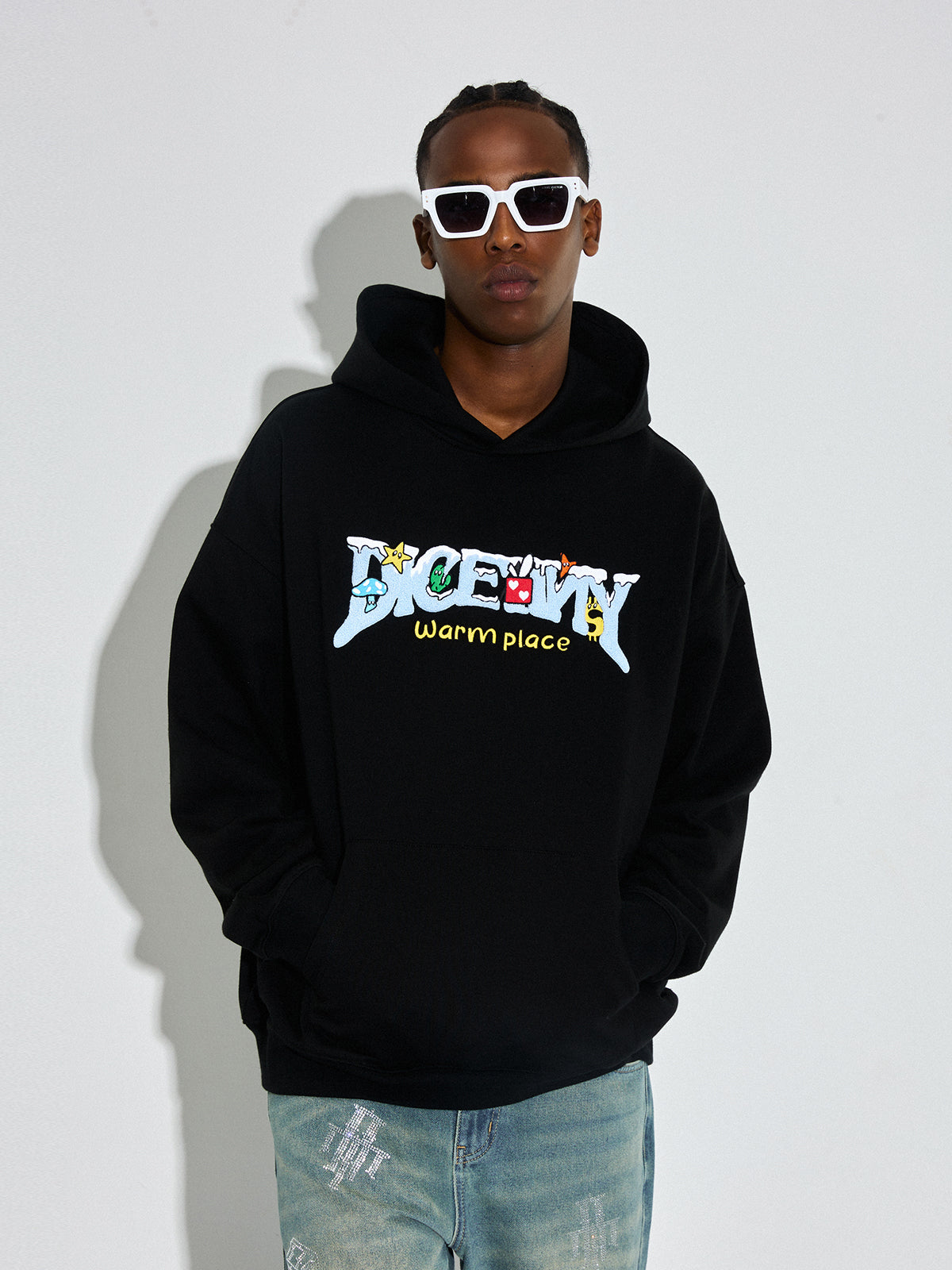 DICETINY Comics Logo 3D Embroidery Hoodie | Face 3 Face