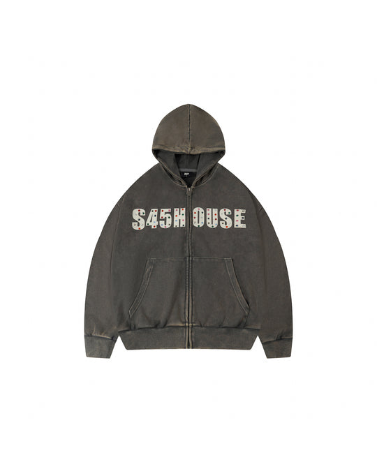 S45 Gemstone Logo Washed Zip Up Hoodie | Face 3 Face