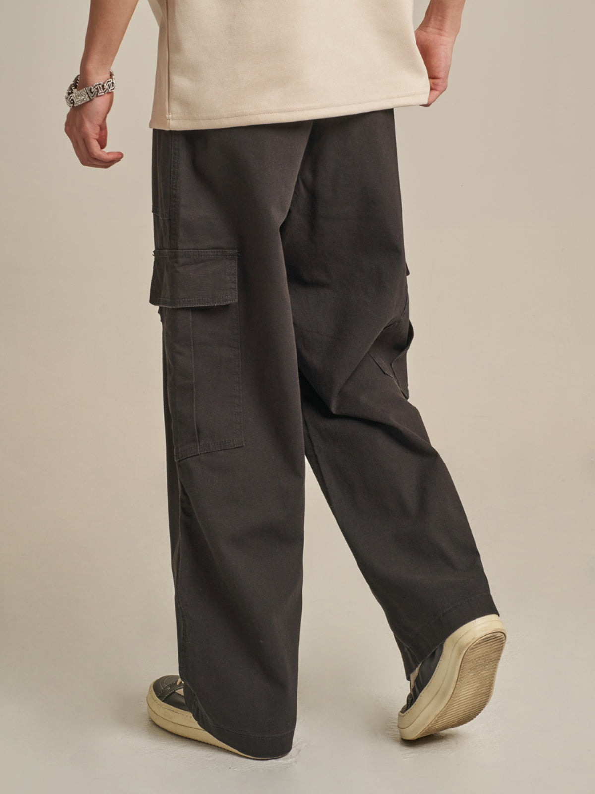 F3F Select Washed Black Casual Cargo Pants