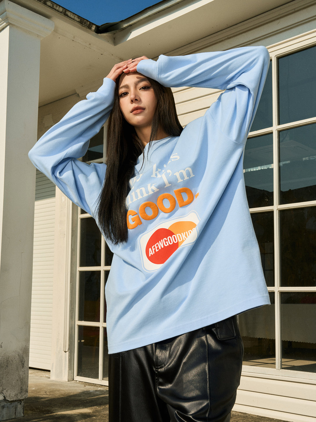 AFGK Slogan Printed Long Sleeve Tee