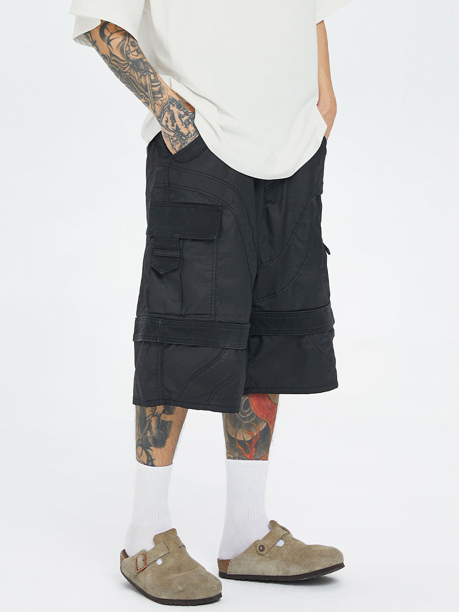 F2CE Brush Wax Coated Multi Pocket Work Cargo Shorts