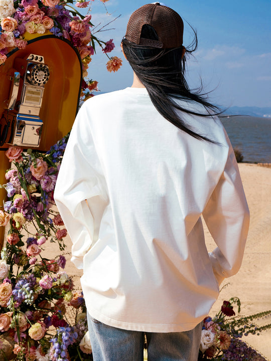 MEDM Colorful Embroidered Letters Long Sleeved Tee