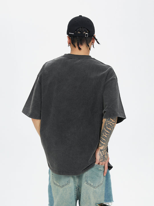 F2CE Washed Old Picture Slogan Letter Print Tee