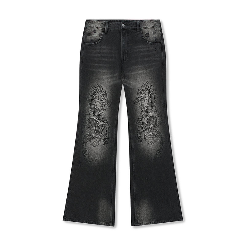 DICETINY Dragon Micro Flare Washed Jeans | Face 3 Face