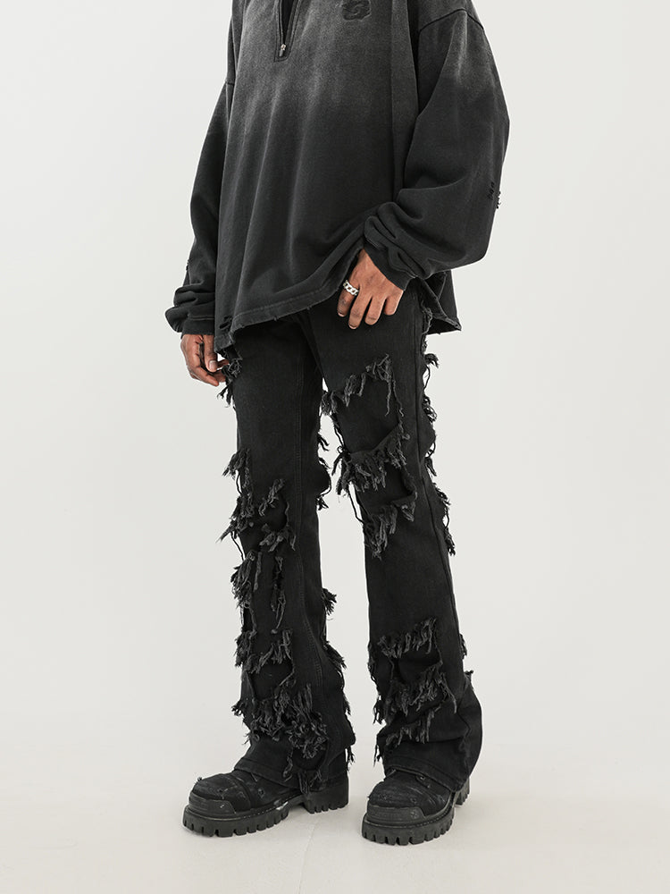 F3F Select High Street Fringe Destruction Black Micro Jeans