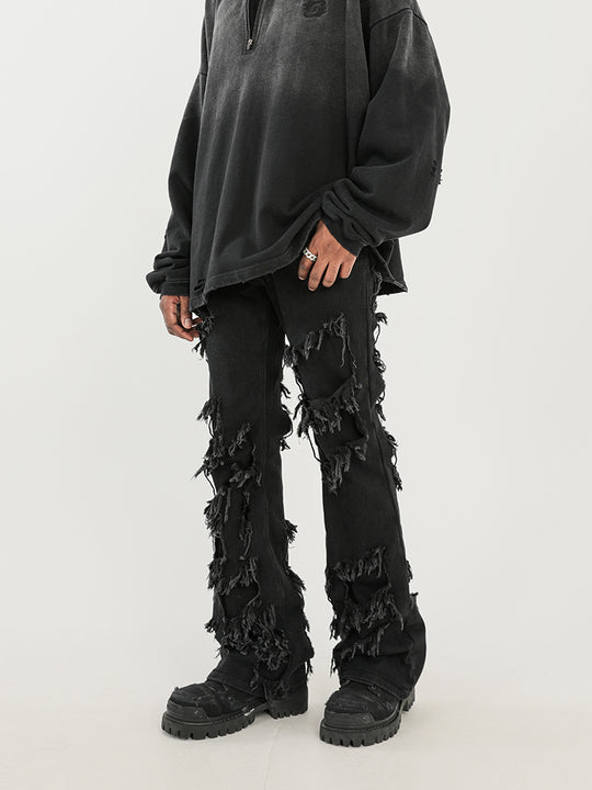 F3F Select High Street Fringe Destruction Black Micro Jeans