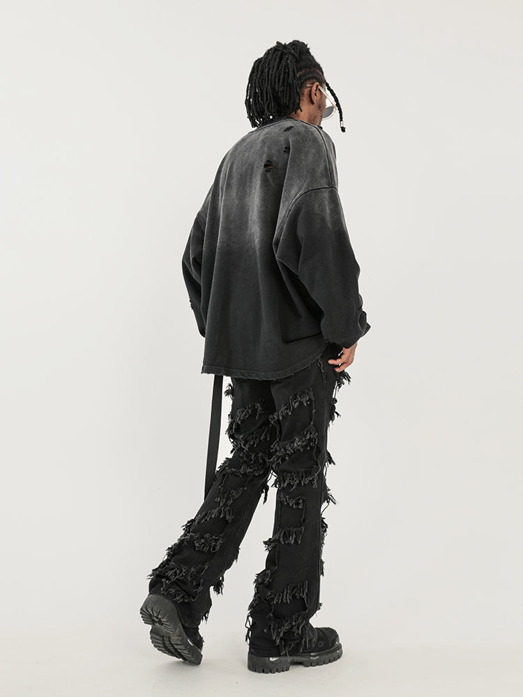 F3F Select High Street Fringe Destruction Black Micro Jeans