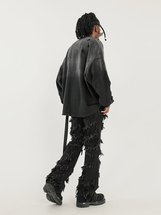 F3F Select High Street Fringe Destruction Black Micro Jeans