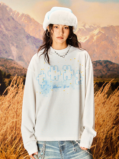 YADcrew Stardust Digital Printing Puzzle Long Sleeved Tee | Face 3 Face