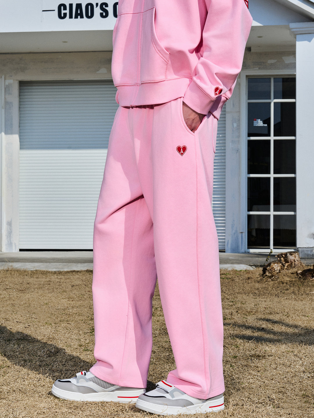 AFGK Love Heart Logo Embroidery Sweat Pants