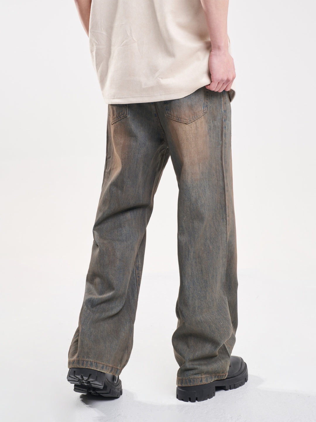 F3F Select Dirty Dyed Distressed Blue Ripped Jeans