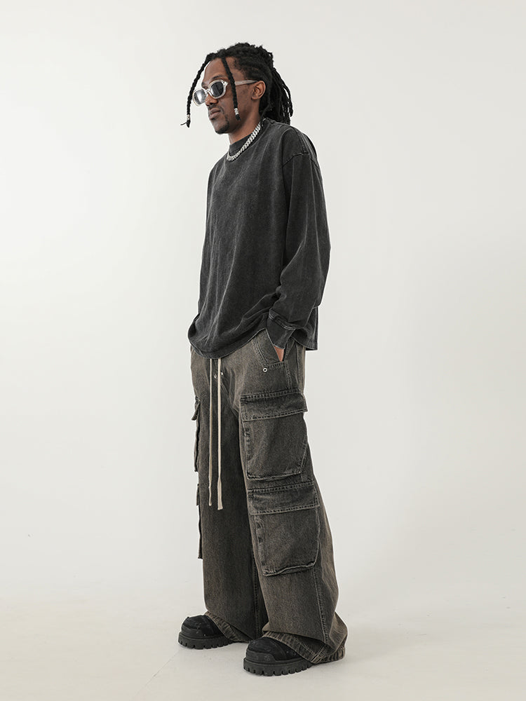 F3F Select Gradient Washed Multi Pocket Work Cargo Jeans