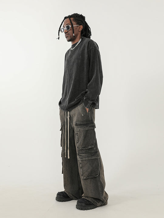 F3F Select Gradient Washed Multi Pocket Work Cargo Jeans