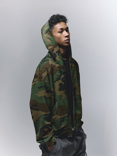 ANTIDOTE Camouflage Printed Zip Up Hoodie | Face 3 Face