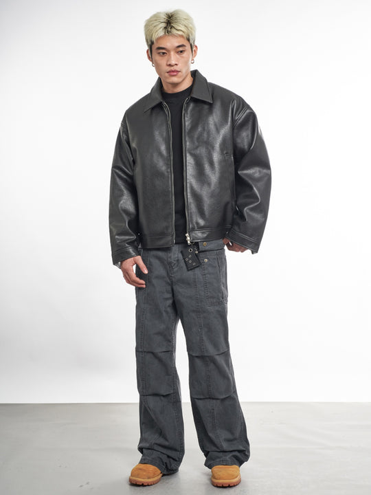 F3F Select Basic PU Leather Motorcycle Jacket | Face 3 Face