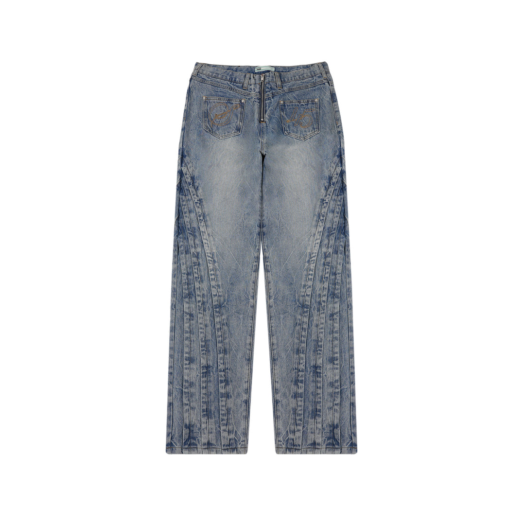 S45 Washed Vintage Stitching Baggy Jeans | Face 3 Face