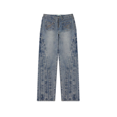 S45 Washed Vintage Stitching Baggy Jeans | Face 3 Face