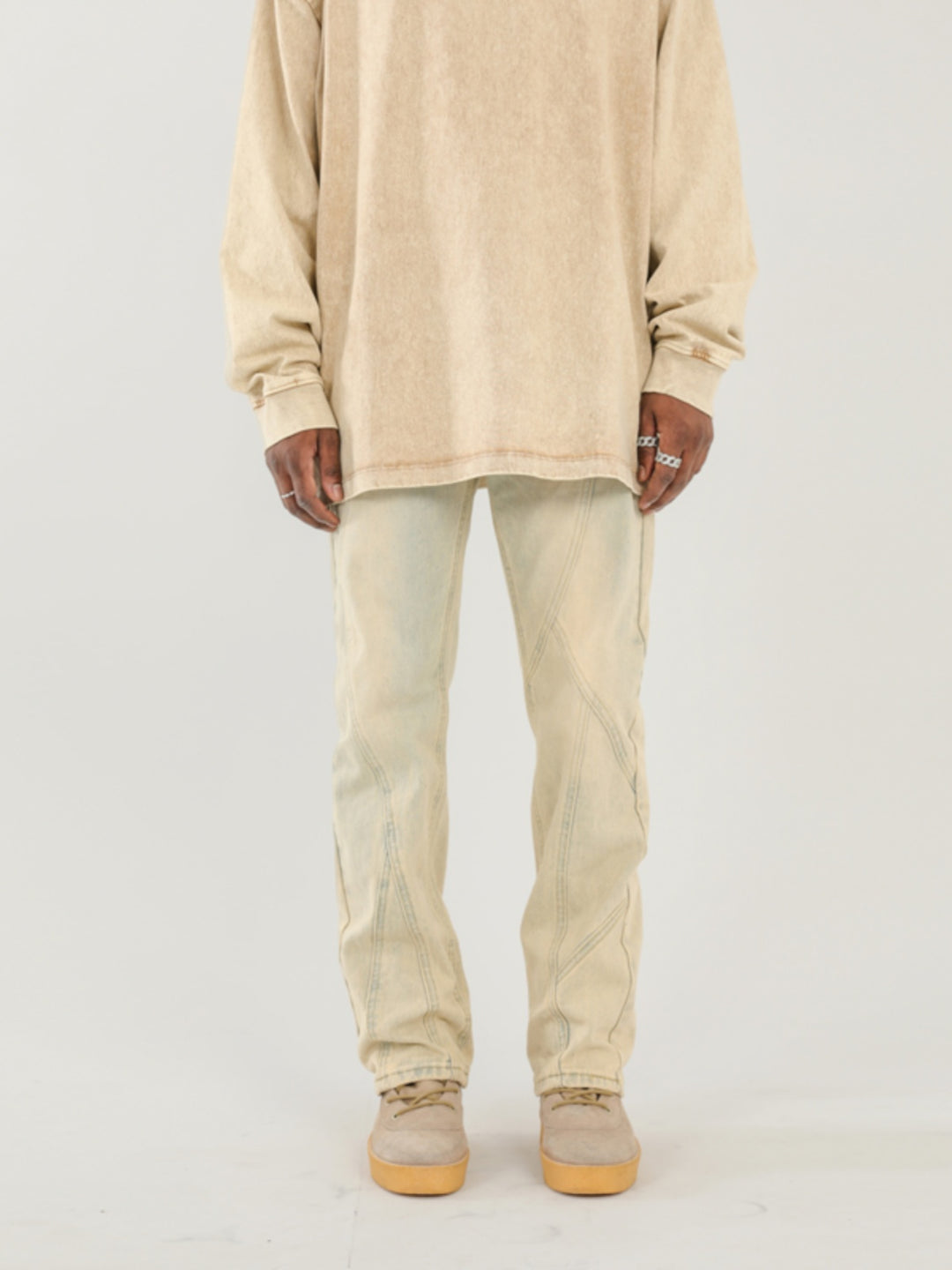 F3F Select Splicing Washed Yellow Mud Dye Jeans