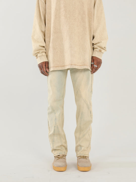 F3F Select Splicing Washed Yellow Mud Dye Jeans
