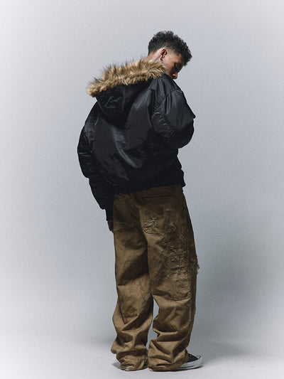 ANTIDOTE Detachable Fur Hooded MA-1 Jacket | Face 3 Face