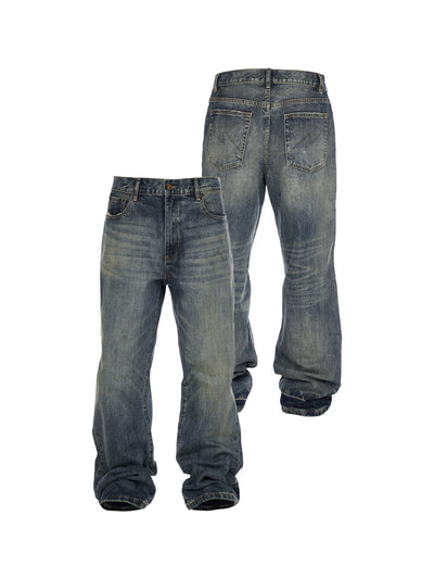 STEEPC Vintage Washed Cat Whisker Bootcut Jeans | Face 3 Face