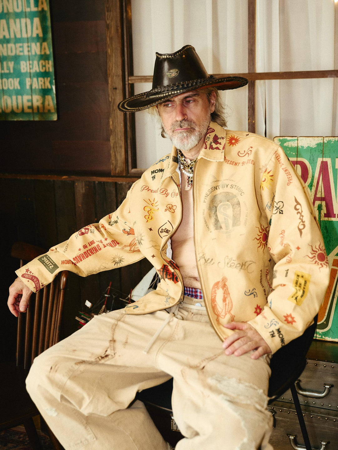 STEEPC Multi Full Print Vintage Work Jacket | Face 3 Face