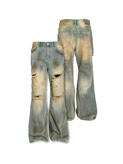 STEEPC Vintage Wash Large Ripped Jeweled Bootcut Jeans | Face 3 Face