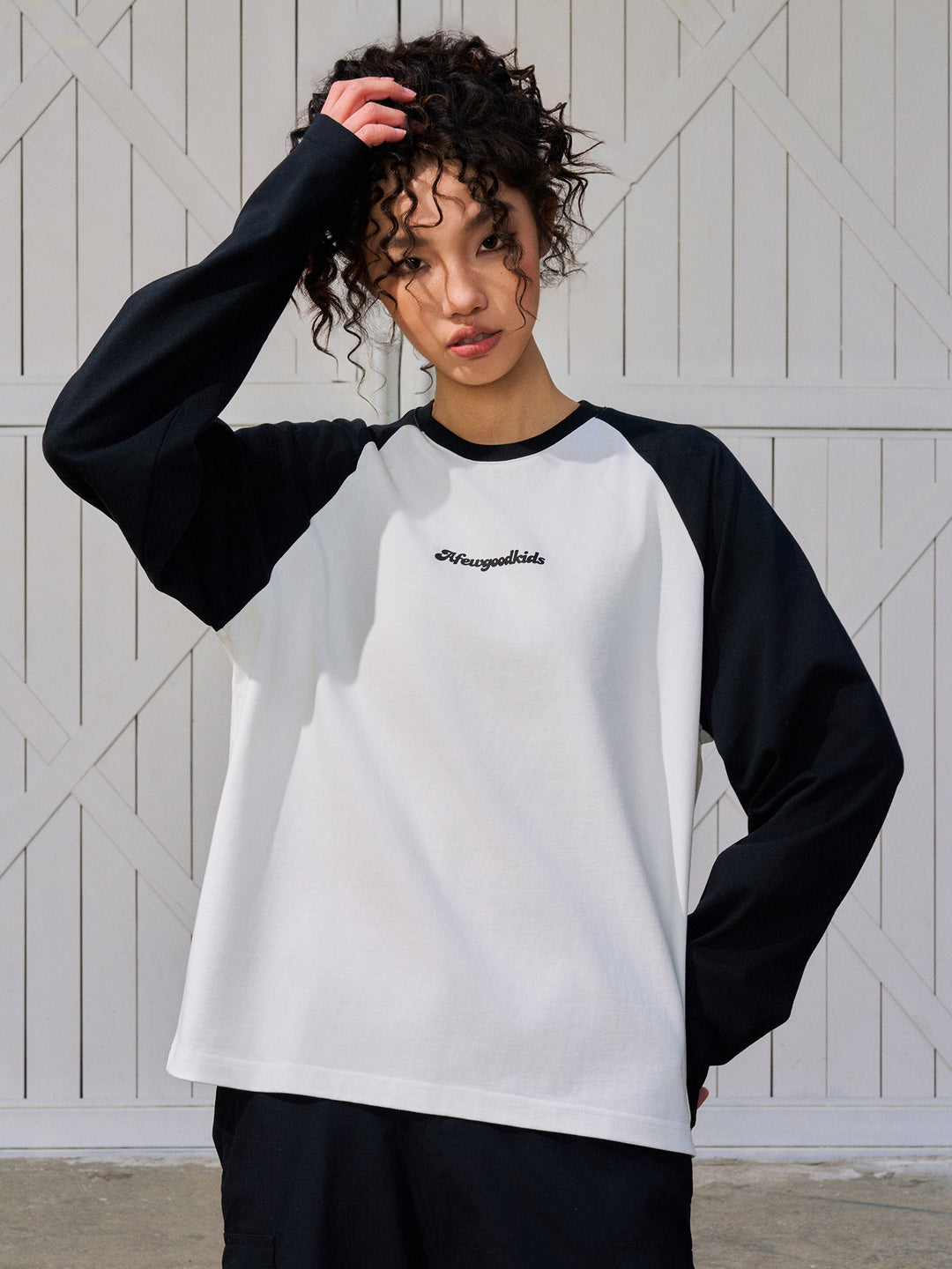 AFGK Logo Printing Raglan Long Sleeved Tee