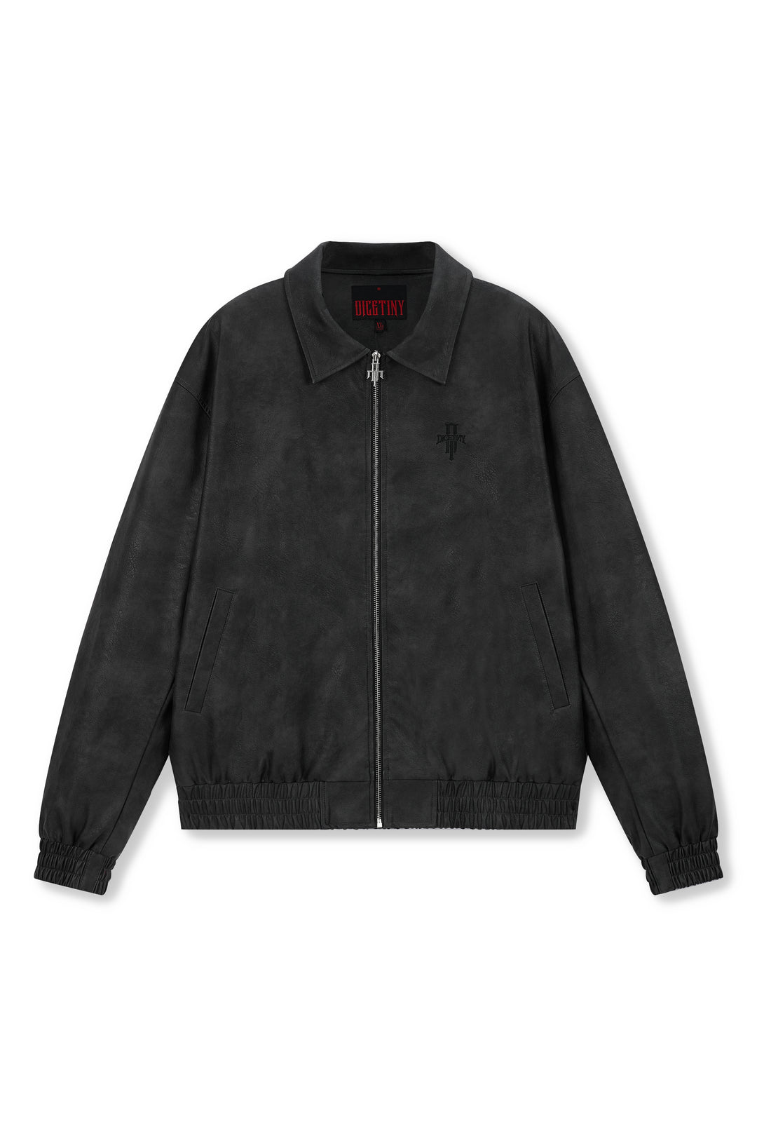 DICETINY Basic Logo Cloudy Vintage PU Leather Jacket | Face 3 Face