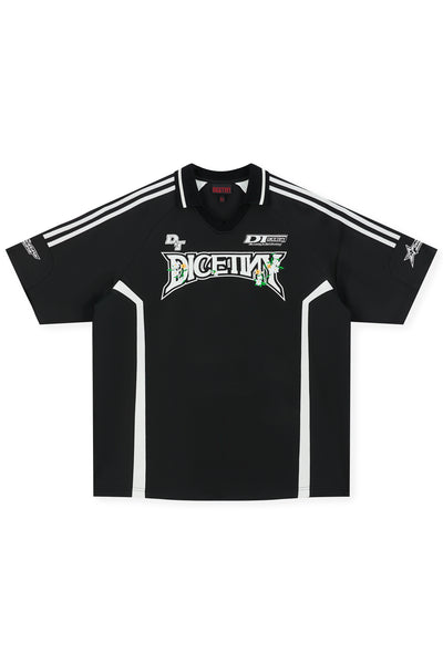 DICETINY Floral Logo Print Soccer Jersey Polo Shirt | Face 3 Face