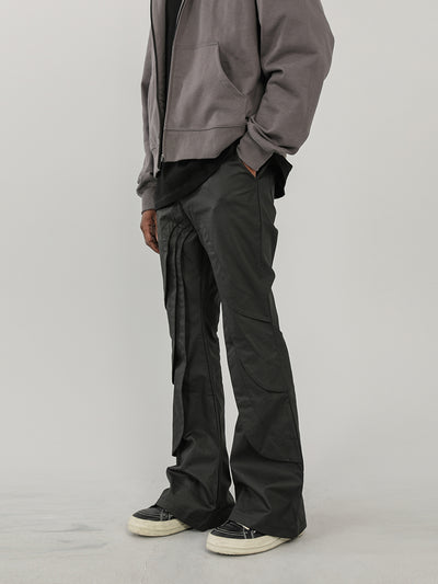 F3F Select Coated Waxed Black Micro Flare Pants