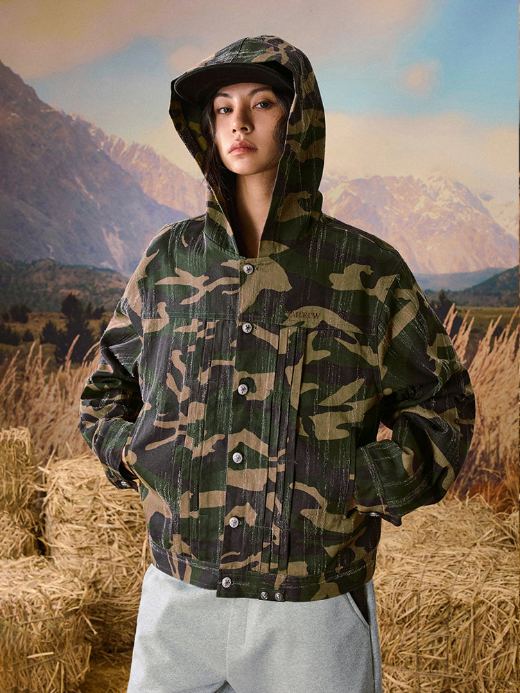 YADcrew Camouflage Scratch Hooded Jacket | Face 3 Face