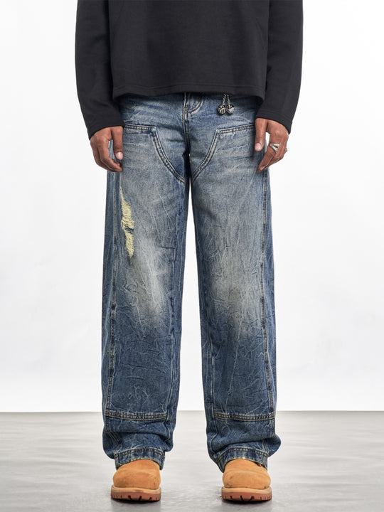 F3F Select Turquoise Studs Washed Double Knee Jeans | Face 3 Face