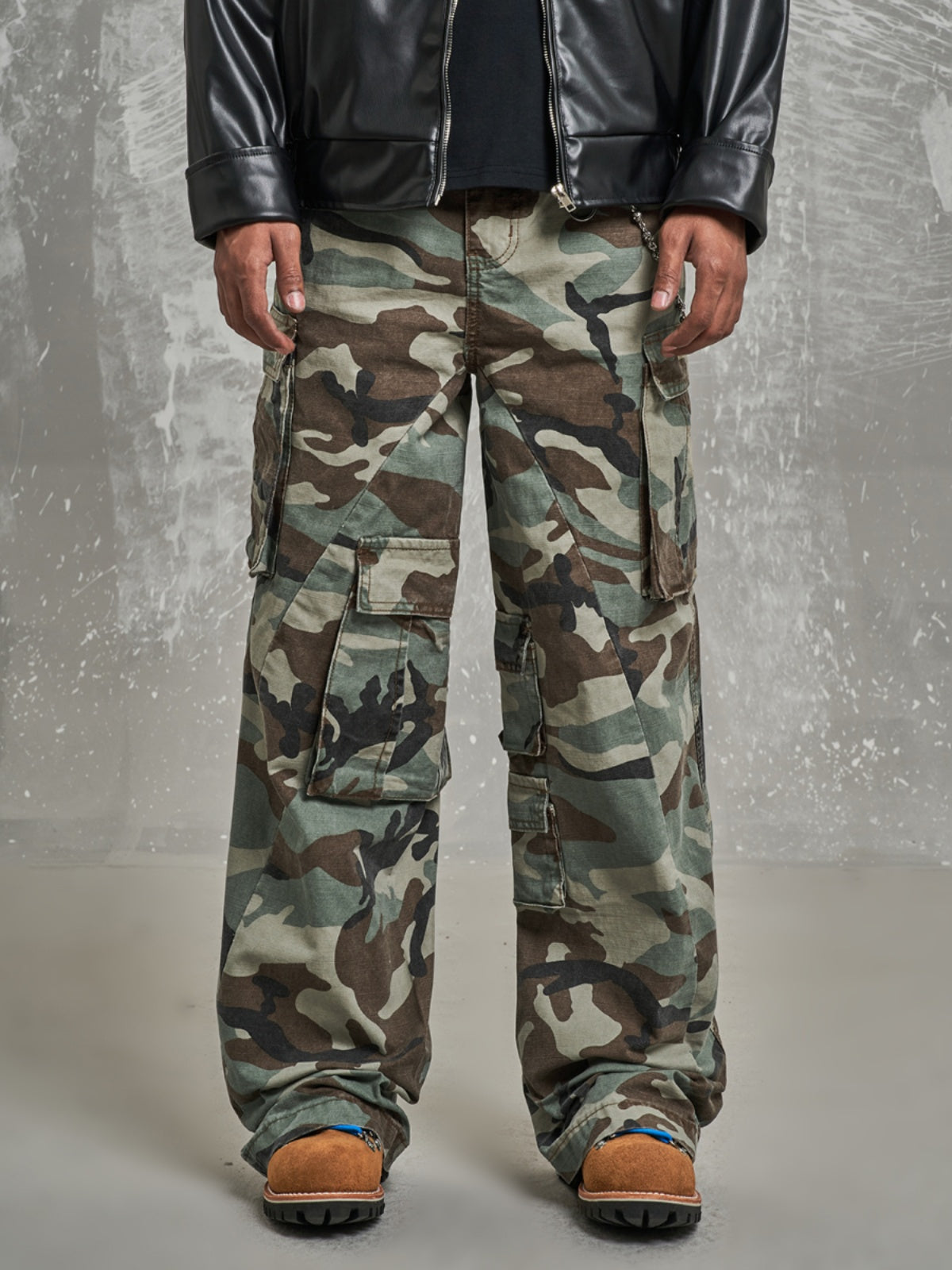 F3F Select Side Pocket Patchwork Camouflage Baggy Cargo Pants | Face 3 Face