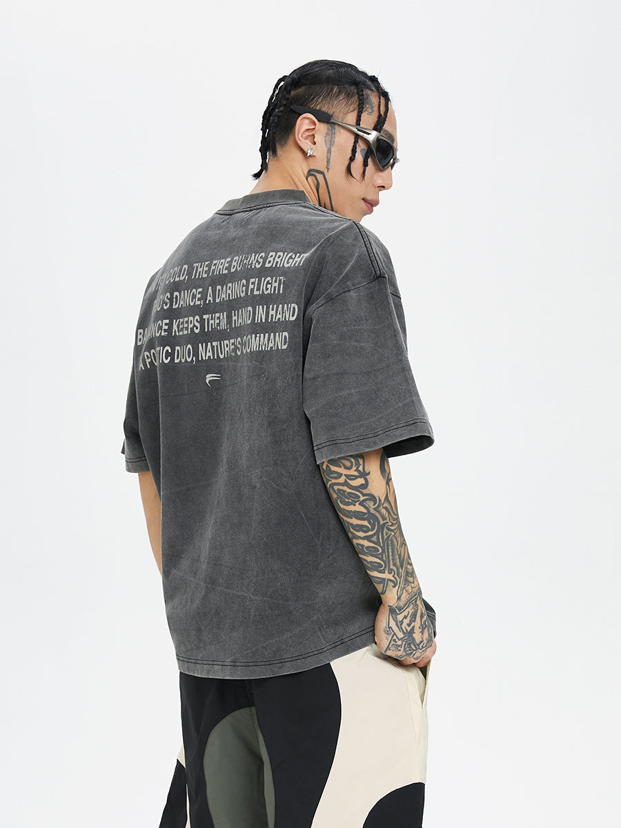 F2CE Basic Slogan Print Vintage Tee
