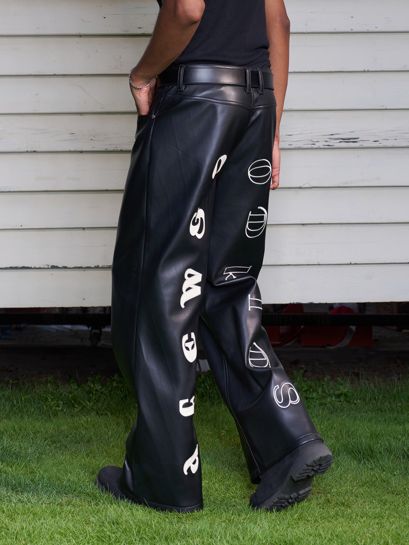 AFGK Punk Embroidery Leather Pants | Face 3 Face