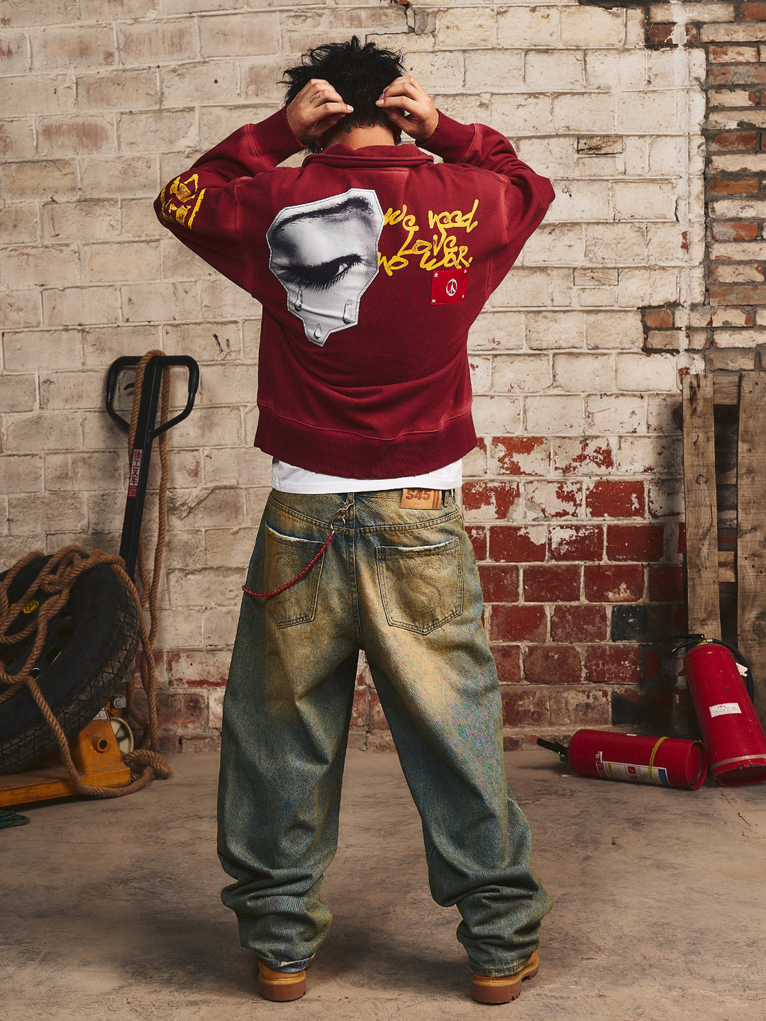 S45 Vintage Lapel Patch Polo Sweatshirt | Face 3 Face