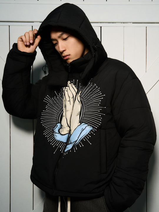AFGK Prayer Logo Embroidery Gesture Printed Jacket