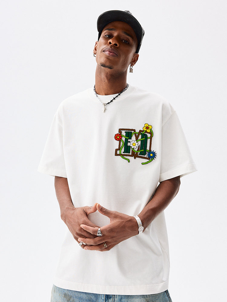MEDM Floral Toothbrush Embroidery Tee