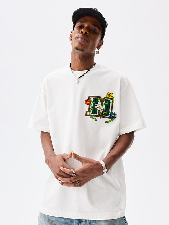 MEDM Floral Toothbrush Embroidery Tee