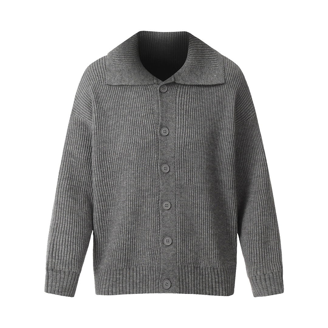 F3F Select Wide Lapel Gray Button Knit Cardigan | Face 3 Face