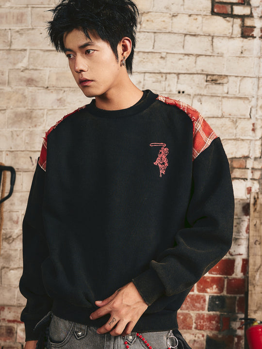 S45 Plaid Destruction Patchwork Sweatshirt | Face 3 Face