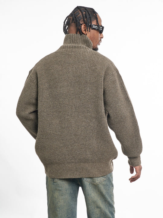 F3F Select High Neck Collar Button Knit Cardigan | Face 3 Face